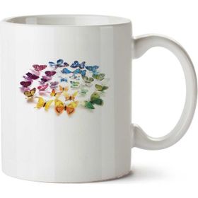 Art Hediye Butterflies 2BKelebek İki Tarafı Baskılı Beyaz Kupa