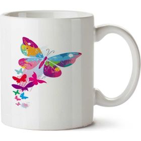 Art Hediye Butterflies Kelebekler İki Tarafı Baskılı Beyaz Kupa