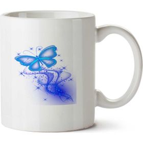 Art Hediye Butterfly Blue İki Tarafı Baskılı Beyaz Kupa