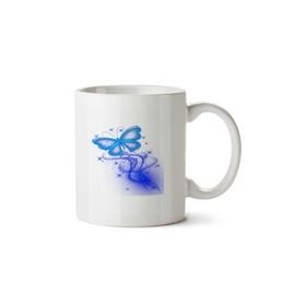 Art Hediye Butterfly Blue İki Tarafı Baskılı Beyaz Kupa