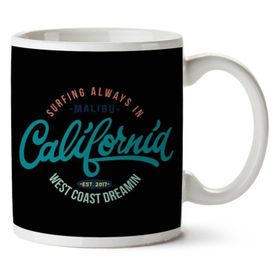 Art Hediye California Surf West Coast Dreamin Iki Tarafı Baskılı Kupa Bardak