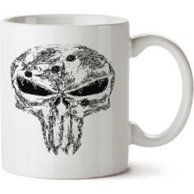 Art Hediye Camisa Caveira Do Justiceiro İki Tarafı Baskılı Beyaz Kupa