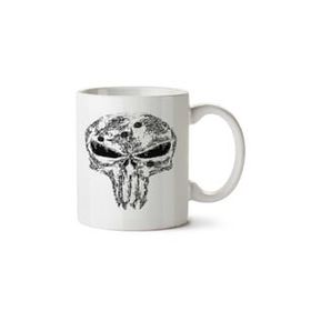 Art Hediye Camisa Caveira Do Justiceiro İki Tarafı Baskılı Beyaz Kupa