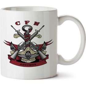 Art Hediye Camiseta Fuzileiro Ancora Caveira İki Tarafı Baskılı Beyaz Kupa