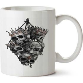 Art Hediye Camiseta Holdning Caveiras İki Tarafı Baskılı Beyaz Kupa