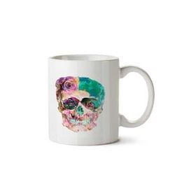 Art Hediye Camıseta Poukans Caveıra Color 30 İki Tarafı Baskılı Beyaz Kupa