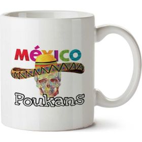 Art Hediye Camısetas Poukans Caveıra Mexıco İki Tarafı Baskılı Beyaz Kupa