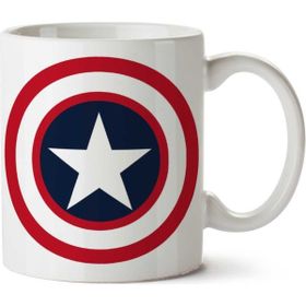 Art Hediye Captain America Kalkan İki Tarafı Baskılı Beyaz Kupa