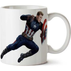 Art Hediye Captain America Marvel 3 İki Tarafı Baskılı Beyaz Kupa