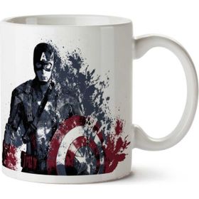 Art Hediye Captain America Marvel Captain America Kalkan İki Tarafı Baskılı Beyaz Kupa