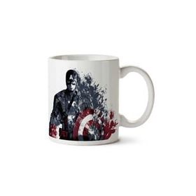 Art Hediye Captain America Marvel Captain America Kalkan İki Tarafı Baskılı Beyaz Kupa