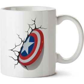 Art Hediye Captain America Shield Kalkan İki Tarafı Baskılı Beyaz Kupa