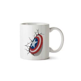 Art Hediye Captain America Shield Kalkan İki Tarafı Baskılı Beyaz Kupa