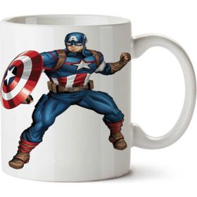 Art Hediye Captain America Süperhero İki Tarafı Baskılı Beyaz Kupa