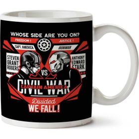 Art Hediye Captain America Vs Iron Man Civil War Divided We Fall For Dark Shirt Iki Tarafı Baskılı Kupa Bardak
