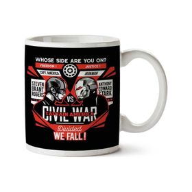 Art Hediye Captain America Vs Iron Man Civil War Divided We Fall For Dark Shirt Iki Tarafı Baskılı Kupa Bardak