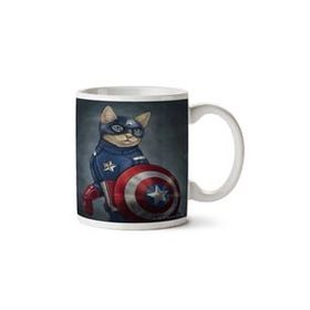 Art Hediye Captain Amerika Kedi Kalkan Iki Tarafı Baskılı Kupa Bardak