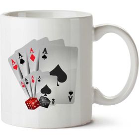 Art Hediye Cartas De As İki Tarafı Baskılı Beyaz Kupa