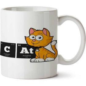 Art Hediye Cat Kedili Periyodik Cetvel İki Tarafı Baskılı Kupa Bardak
