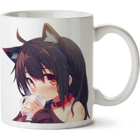 Art Hediye Catgirl Anime 01 İki Tarafı Baskılı Kupa Bardak