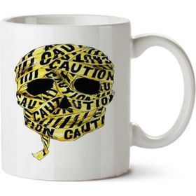 Art Hediye Caution Caveira İki Tarafı Baskılı Kupa Bardak
