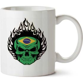 Art Hediye Caveira Brasil 1 Kurukafa İki Tarafı Baskılı Kupa Bardak