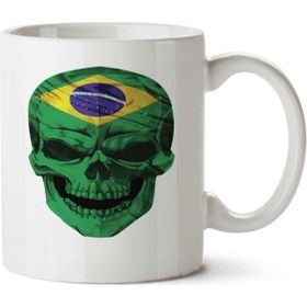 Art Hediye Caveira Brasil - Skull Brezilya İki Tarafı Baskılı Kupa Bardak
