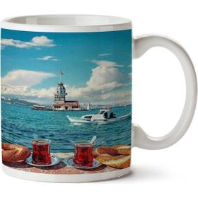 Art Hediye Çay Simit Kız Kulesi Iki Tarafı Baskılı Kupa Bardak