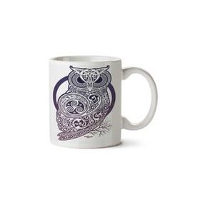 Art Hediye Celtıc Owl Baykuş İki Tarafı Baskılı Kupa Bardak