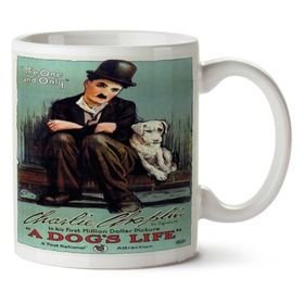 Art Hediye Charlie Chaplin Köpek İki Tarafı Baskılı Kupa Bardak