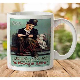 Art Hediye Charlie Chaplin Köpek İki Tarafı Baskılı Kupa Bardak
