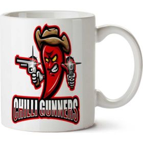 Art Hediye Chilli Gunners Kırmızı Biber İki Tarafı Baskılı Kupa Bardak