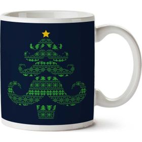 Art Hediye Christmas Moustache Tree Iki Tarafı Baskılı Kupa Bardak