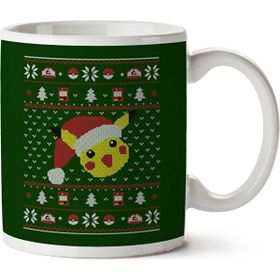 Art Hediye Christmas Pikachu Knit Pattern Pokemon İki Tarafı Baskılı Kupa Bardak