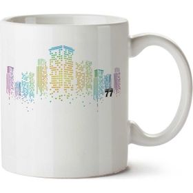 Art Hediye Color City Renkli Şehir İki Tarafı Baskılı Beyaz Kupa