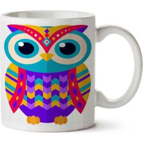 Art Hediye Color Owl İki Tarafı Baskılı Kupa Bardak