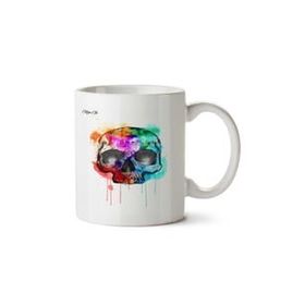 Art Hediye Color Skull Renkli Kuru Kafa İki Tarafı Baskılı Beyaz Kupa