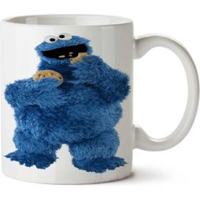 Art Hediye Cookie Monster Elmo Biscuits Baby Monster İki Tarafı Baskılı Beyaz Kupa
