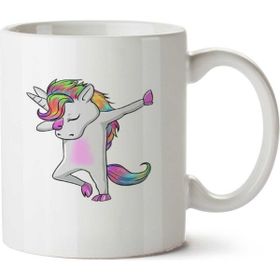 Art Hediye Cool Dabbing Unicorn Shirt İki Tarafı Baskılı Beyaz Kupa