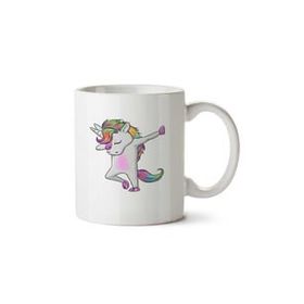 Art Hediye Cool Dabbing Unicorn Shirt İki Tarafı Baskılı Beyaz Kupa