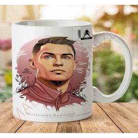 Art Hediye Cristiano Ronaldo Karikatür İki Tarafı Baskılı Kupa Bardak