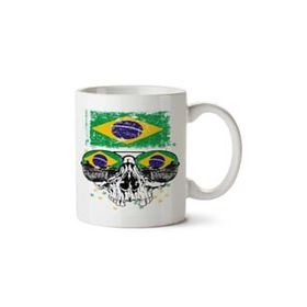 Art Hediye Crânio Brasil Rio Janeiro İki Tarafı Baskılı Beyaz Kupa