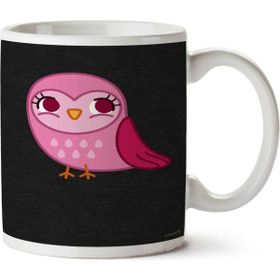 Art Hediye Cute Pink Owl Iki Tarafı Baskılı Kupa Bardak