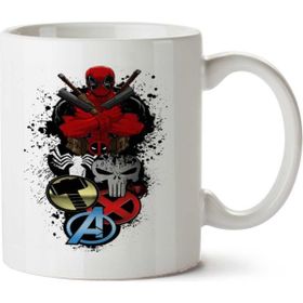 Art Hediye Deadpool 3 İki Tarafı Baskılı Beyaz Kupa