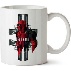 Art Hediye Deadpool Four Guns İki Tarafı Baskılı Beyaz Kupa