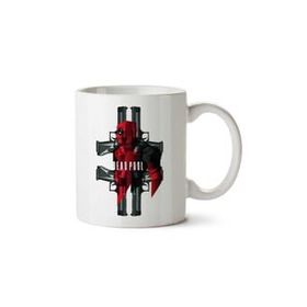 Art Hediye Deadpool Four Guns İki Tarafı Baskılı Beyaz Kupa