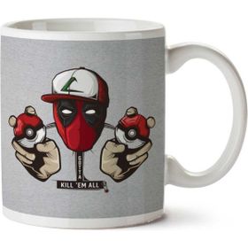 Art Hediye Deadpool Pokemon Kill Em All İki Tarafı Baskılı Kupa Bardak