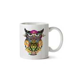 Art Hediye Decorative Owl İki Tarafı Baskılı Beyaz Kupa
