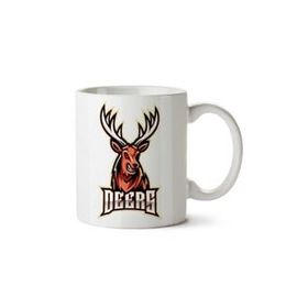 Art Hediye Deers Geyik İki Tarafı Baskılı Beyaz Kupa