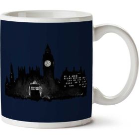 Art Hediye Doctor Who London Silhouette Tardis iki Tarafı Baskılı Kupa Bardak